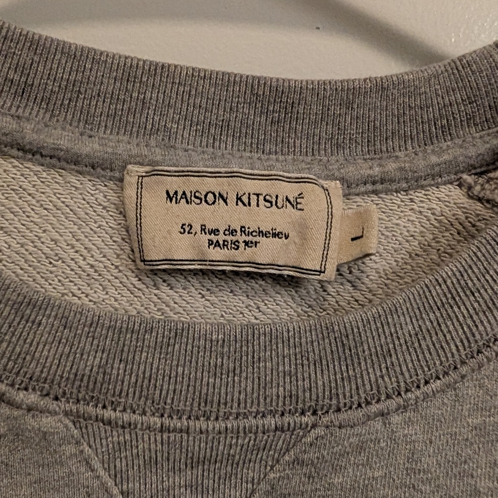 Maison Kitsuné Heather Gray Crewneck Men's Large - Picture 4 of 4